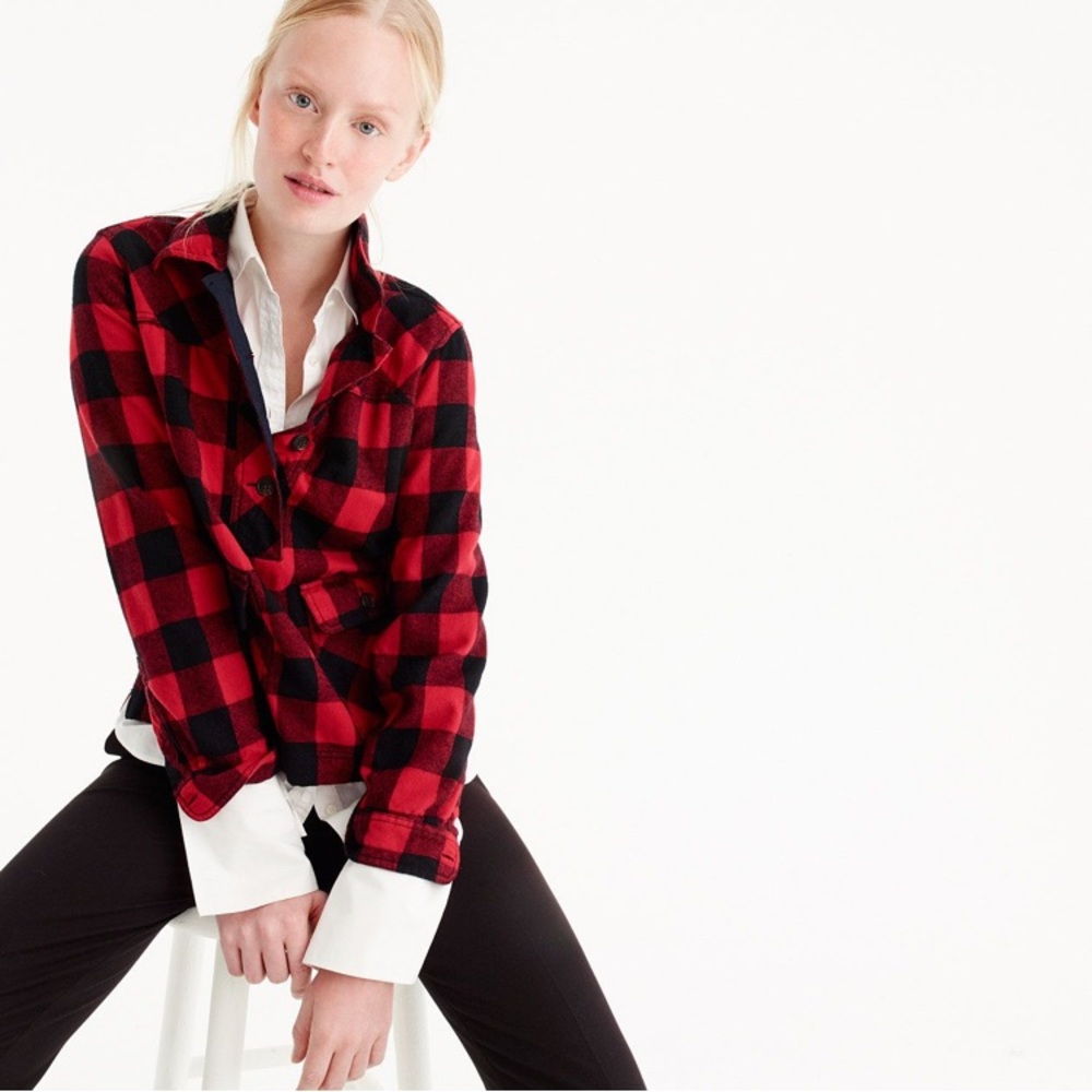 J Crew Tall Shirt-Jacket in Buffalo Plaid